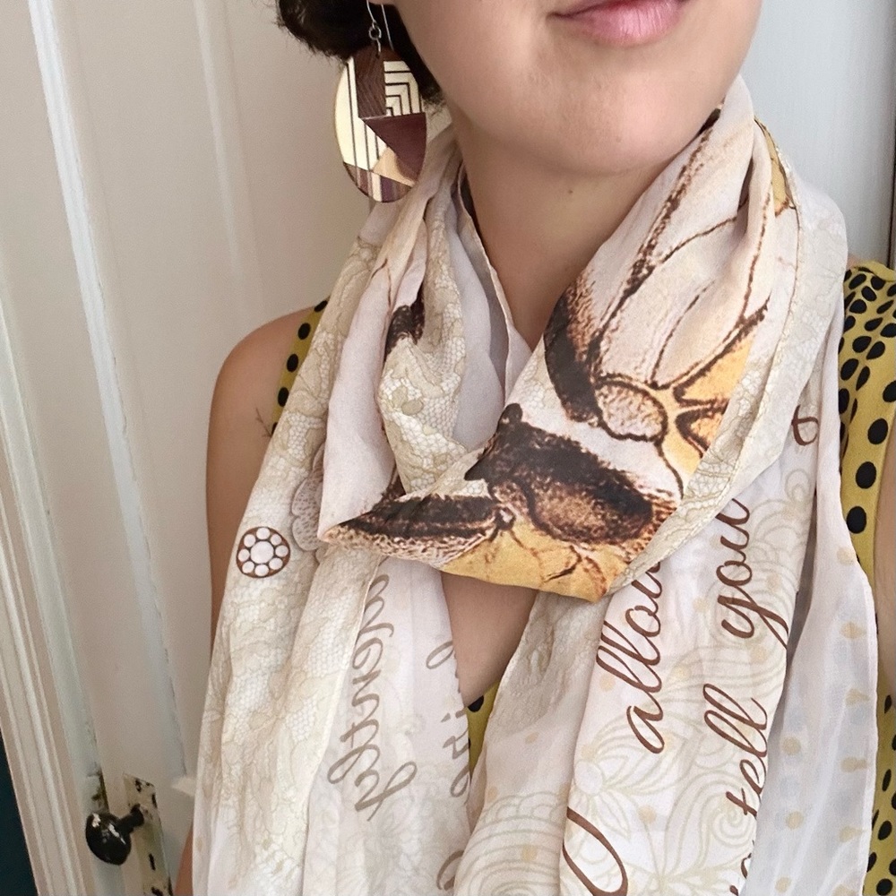 Butterfly and Pearl Scarf with quotes from Pride and Prejudice